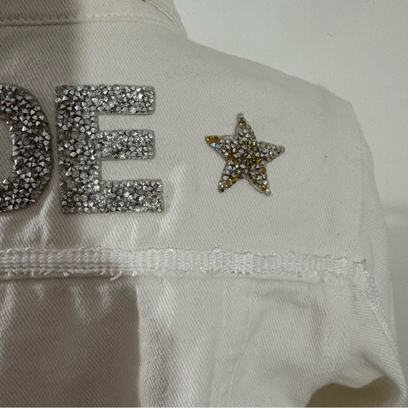 Event Blossom Bride White Denim Jacket Sz S/M Rhinestone Bridal Bachelorette - Picture 12 of 15